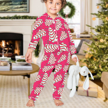 Load image into Gallery viewer, Festive Christmas Tree Button-Up Pajama Set Pajama Set PopCulturePrints