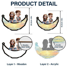 Load image into Gallery viewer, Bestie Sister Sitting On The Moon - Personalized Window Hanging Suncatcher Ornament Suncatcher Ornament PopCulturePrints