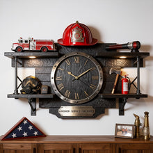 Load image into Gallery viewer, Honor, Service, Sacrifice - Personalized Firefighter Acrylic Hanging Wall Clock Hanging Wall Clock PopCulturePrints