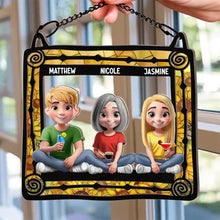 Load image into Gallery viewer, “Forever Linked Together: A Heartfelt Tribute” - Personalized Window Hanging Suncatcher Ornament for Moms and Grandmas Suncatcher Ornament PopCulturePrints