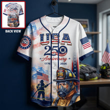 Load image into Gallery viewer, "Honor the Heroes: Custom Heroic American Firefighter Jersey - Personalized Gift for Firefighters and Supporters" AOP Products PopCulturePrints
