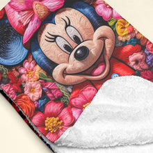 Load image into Gallery viewer, Personalized Cartoon Character Blanket - Floral Design Blanket PopCulturePrints