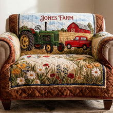 Load image into Gallery viewer, “Nurturing Unity on the Farm” - Personalized Quilted Sofa Cover, Custom Gift for Farmers and Rural Enthusiasts Sofa Cover PopCulturePrints