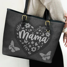 Load image into Gallery viewer, “For the Love of Grandma” - Personalized Leather Tote Bag for Special Memories Leather Tote Bag PopCulturePrints