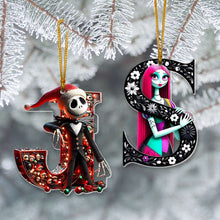 Load image into Gallery viewer, Custom Gothic Alphabet Christmas Ornament for Couples - Valentine's Day Gifts Ornament PopCulturePrints