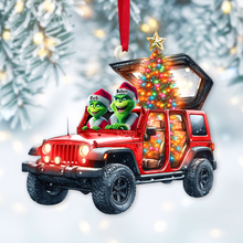 Load image into Gallery viewer, Personalized Couple Christmas Ornament - Festive Jeep Design for Valentine's Day Gifts Ornament PopCulturePrints