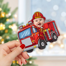 Load image into Gallery viewer, Personalized Firefighter Christmas Ornament for Kids - Funny Custom Photo Gift Ornament PopCulturePrints