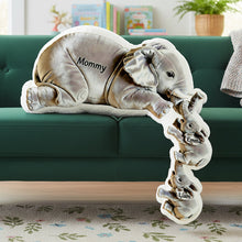 Load image into Gallery viewer, Mommy's Love: Personalized Elephant Mom & Calf Pillow - Perfect Gift for Moms, Grandmas, and More Pillow PopCulturePrints