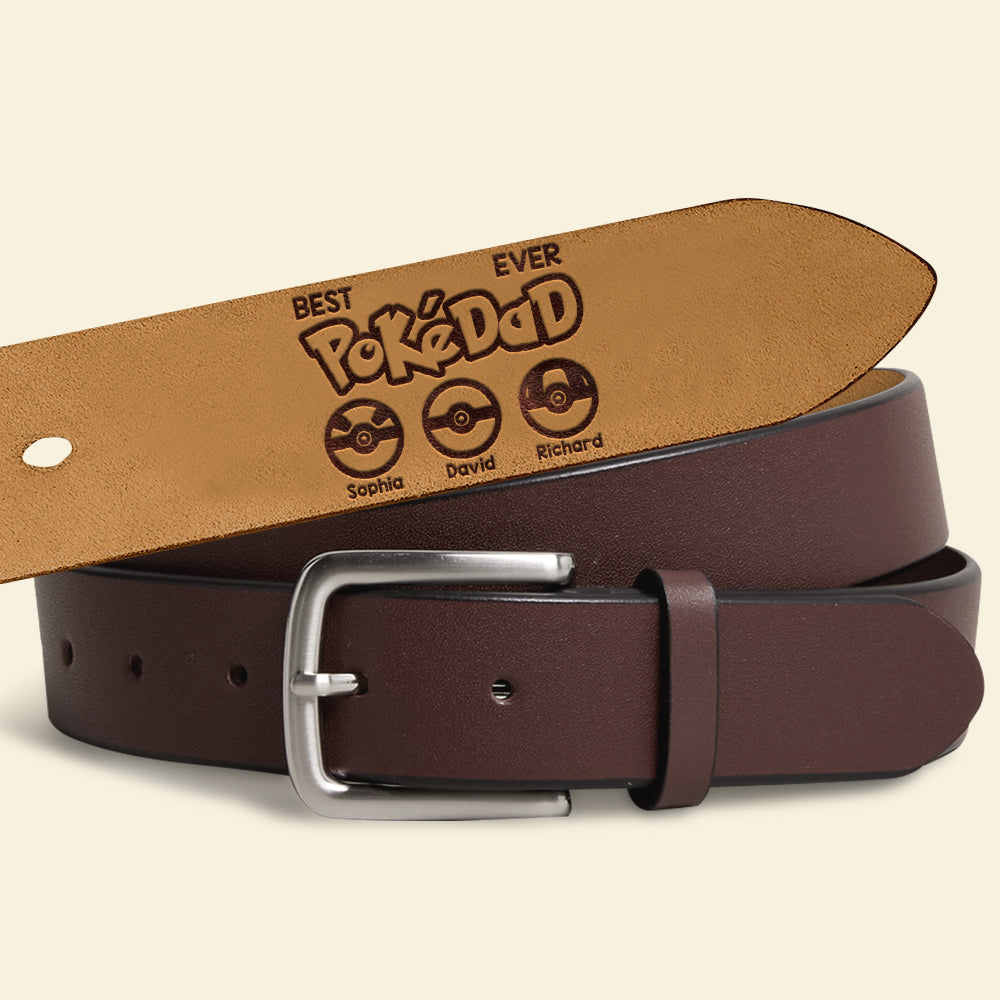 Custom 'PokeDad' Pokemon-Inspired Leather Belt for Father's Day Belts PopCulturePrints