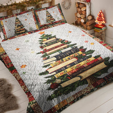 Load image into Gallery viewer, Christmas Tree Books Quilt Set: Cozy Gift for Book Lovers Blanket PopCulturePrints