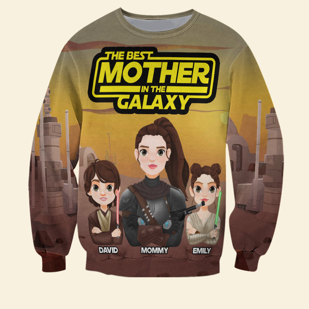 "The Best Mother in the Galaxy" - Personalized Mom Shirt - Perfect Gift for Moms, Grandmas, and More! AOP Products PopCulturePrints