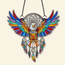 Load image into Gallery viewer, “Embrace the Spirit of Freedom” - Radiant Winged Spirit Native American Suncatcher - Personalized Gift for Boho Lovers Ornament PopCulturePrints