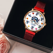 Load image into Gallery viewer, “Time to Celebrate Every Moment!” – Blue Alien Mesh Strap Quartz Watch – Personalized Gifts for Cartoon Lovers Quartz Watch PopCulturePrints