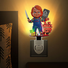 Load image into Gallery viewer, "Hi, I'm Chucky, wanna play?" - Unique Horror Character Night Light - Personalized Gift for Horror Lovers Night Lights PopCulturePrints