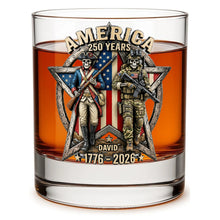 Load image into Gallery viewer, Celebrate Freedom: Fierce American Veteran 250th Anniversary Drinking Glass - Personalized Gift for Veterans Glass PopCulturePrints