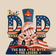Load image into Gallery viewer, Best Dad EVER! Super Dad's Fist Bump Acrylic Plaque - Personalized Gift for Dad & Grandpa Shaped Plaques PopCulturePrints