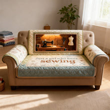 Load image into Gallery viewer, Just a Girl Who Loves Sewing - Personalized Quilted Sofa Cover for Sewing Enthusiasts Sofa Cover PopCulturePrints