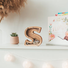 Load image into Gallery viewer, Personalized Wooden Letter Piggy Bank for Kids - Unique Gift Idea Wood Sign PopCulturePrints