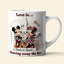 Load image into Gallery viewer, Love is... throwing away the key - Personalized Couple Coffee Mug Coffee Mug PopCulturePrints