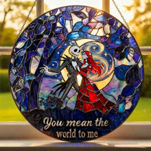 Load image into Gallery viewer, You Mean the World to Me - Personalized Romantic Stained Glass Decor for Couples Ornament PopCulturePrints