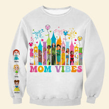 Load image into Gallery viewer, "Celebrate Mom's Vibes with Love!" - Personalized Mom Shirt - Gift for Moms, Grandmas & More AOP Products PopCulturePrints
