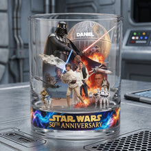 Load image into Gallery viewer, Embrace the Force: Personalized 50th Anniversary Star Wars Round Glass Glass PopCulturePrints