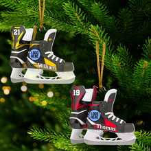 Load image into Gallery viewer, Personalized Ice Hockey Skate Christmas Ornament Ornament PopCulturePrints