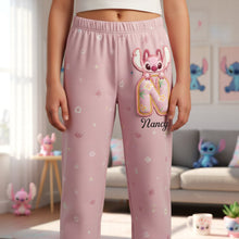 Load image into Gallery viewer, "It's a Personalized Adventure!" - Pink Alphabet Pajama Pants - Custom Gifts for Girls Pajama Pant PopCulturePrints