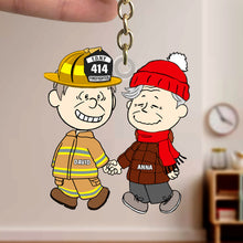 Load image into Gallery viewer, Customized Firefighter Couple Keychain - Perfect Valentine's Day Gifts Keychains PopCulturePrints