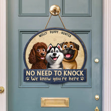 Load image into Gallery viewer, "No Need To Knock" - Personalized Custom Shaped Wood Sign for Pet Lovers Wood Shaped Sign PopCulturePrints