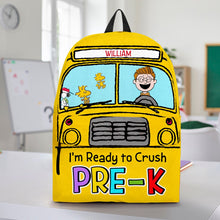 Load image into Gallery viewer, Personalized Kids' School Bus Backpack - Custom Name Pre-K Design Backpack PopCulturePrints