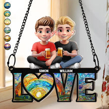 Load image into Gallery viewer, “Super Dads Deserve Super Gifts” - Personalized Super Dad Keychain - Gift for Dad, Grandpa, and Father Figures Suncatcher Ornament PopCulturePrints