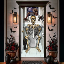 Load image into Gallery viewer, Spooky Skeleton Restroom Door Cover - Funny Halloween Decor 04HUTI040924 Door Covers PopCulturePrints