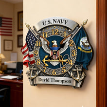 Load image into Gallery viewer, “Time to Honor Service” - Military Acrylic Hanging Wall Clock - Personalized Gift for Veterans, Family, and Friends Hanging Wall Clock PopCulturePrints