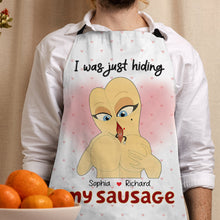 Load image into Gallery viewer, Personalized Couple Apron - 'I Was Just Hiding' Aprons PopCulturePrints