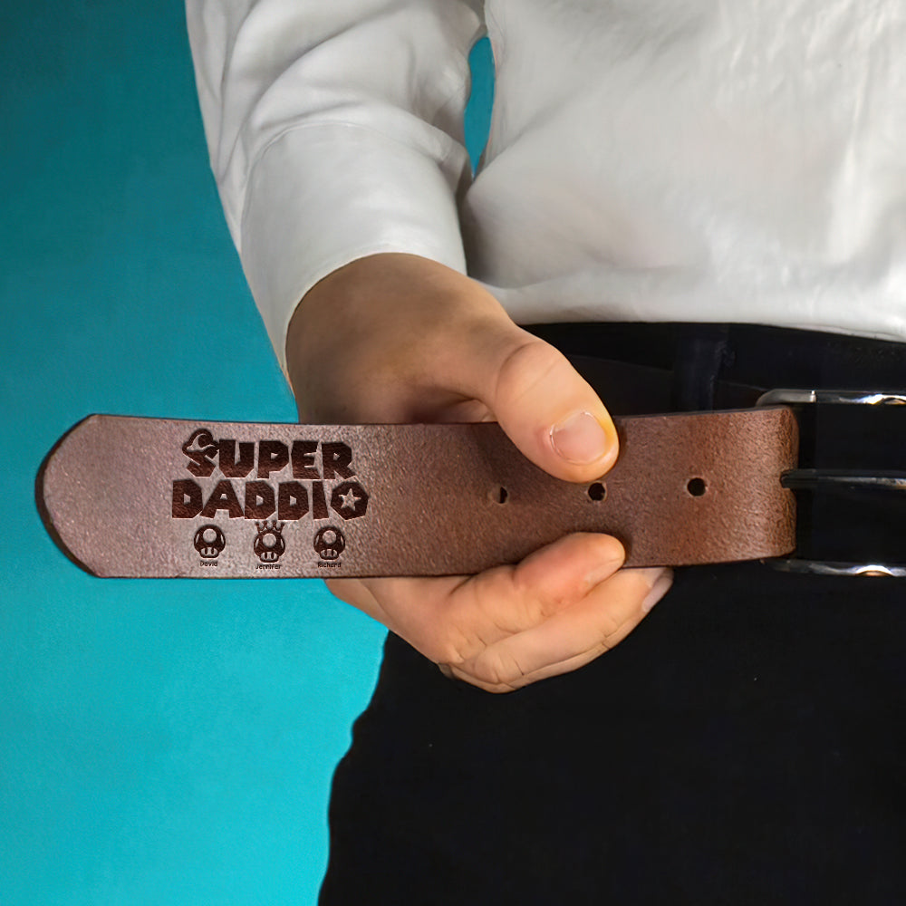 Custom 'Super Daddio' Secret Message Belt - Unique Father's Day Gift Belts PopCulturePrints