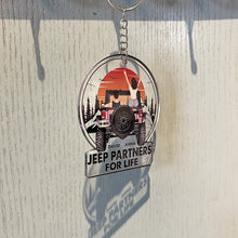 Load image into Gallery viewer, Personalized Jeep Partners for Life Keychain | Custom Adventure Gift | Valentine's Day Gifts Keychains PopCulturePrints
