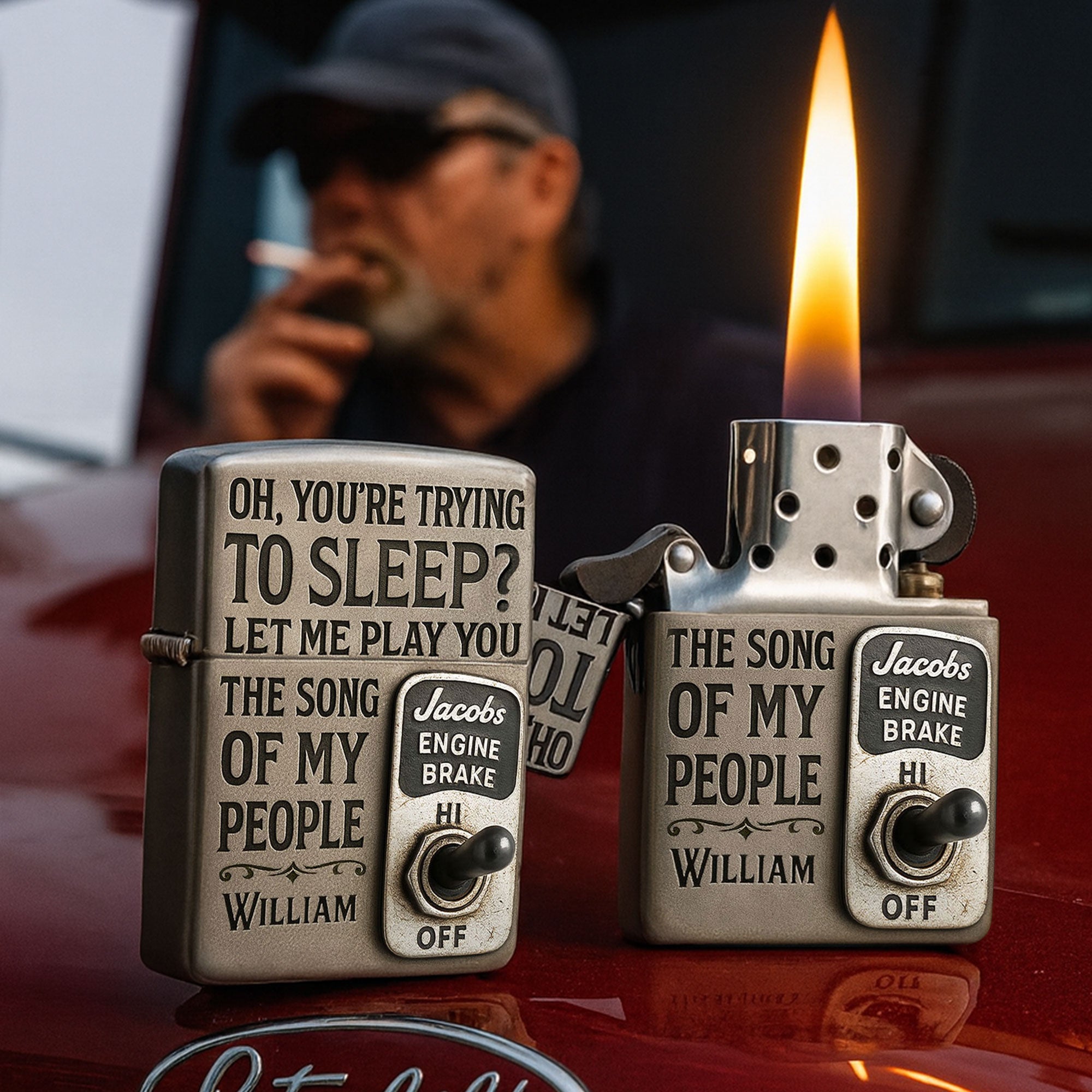 "Oh, You're Trying to Sleep? Let Me Play You the Song of My People" - Personalized Trucker Lighter - Custom Gift for Truckers, Fathers, and Friends Lighter PopCulturePrints