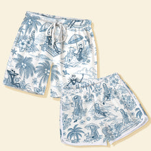 Load image into Gallery viewer, “Make a Splash Together!” – Personalized Spooky Couple Beach Shorts - Perfect Gifts for Couples Beach Shorts PopCulturePrints