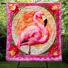 Load image into Gallery viewer, Personalized Flamingo Quilt Bed Set - Christmas Edition Blanket PopCulturePrints