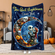 Load image into Gallery viewer, Personalized Halloween Couples Blanket | Best Nightmare Gift | Valentine's Day Gifts Blanket PopCulturePrints