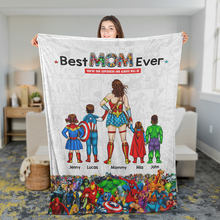 Load image into Gallery viewer, Best MOM Ever Blanket - Personalized Gift for Mom, Grandma, or Any Superhero Blanket PopCulturePrints