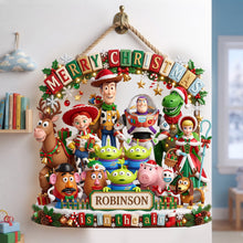 Load image into Gallery viewer, “Merry Christmas is in the air” - Holiday Friends Acrylic Sign - Personalized Christmas Family Keepsake