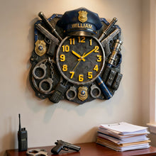 Load image into Gallery viewer, Time to Serve and Protect - Police Hanging Wall Clock - Personalized Gift for Police Officers Hanging Wall Clock PopCulturePrints