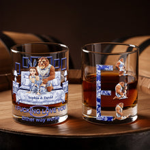 Load image into Gallery viewer, Love In Every Sip - Personalized Wild Romance Couple Round Glass Glass PopCulturePrints