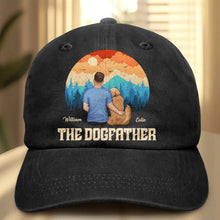Load image into Gallery viewer, "A Gift that Speaks Volumes - The Dogfather Personalized Vintage Washed Denim Cap - Gift for Dad, Grandpa, and Dog Lovers" Vintage Washed Denim Cap PopCulturePrints