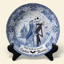 Load image into Gallery viewer, Until Death Do Us Part - Spooky Couple Ceramic Round Plate - Personalized Gift for Couples Ceramic Round Plate PopCulturePrints