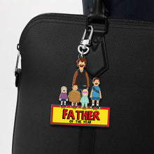 Load image into Gallery viewer, “Father of the Year” Personalized Keychain - Custom Gift for Dads, Grandfathers & Father Figures Keychains PopCulturePrints
