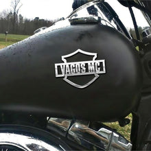 Load image into Gallery viewer, Custom Motorcycle Tank Shield Sticker - Personalized Name Decal Emblem PopCulturePrints