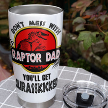Load image into Gallery viewer, Raptor Dad Personalized Tumbler - Jurassic Custom Gift Tumbler Cup PopCulturePrints